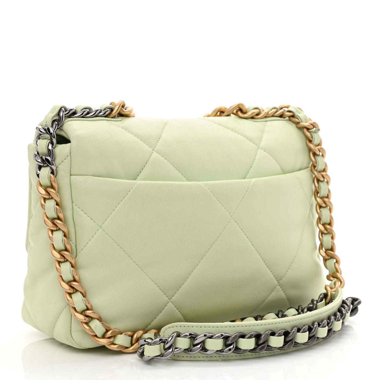 Goatskin Quilted Medium Chanel 19 Flap Light Green