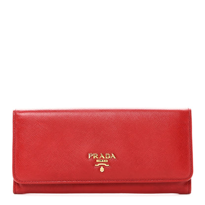 Prada Saffiano Metal Continental Flap Wallet Fuoco 1 of 7