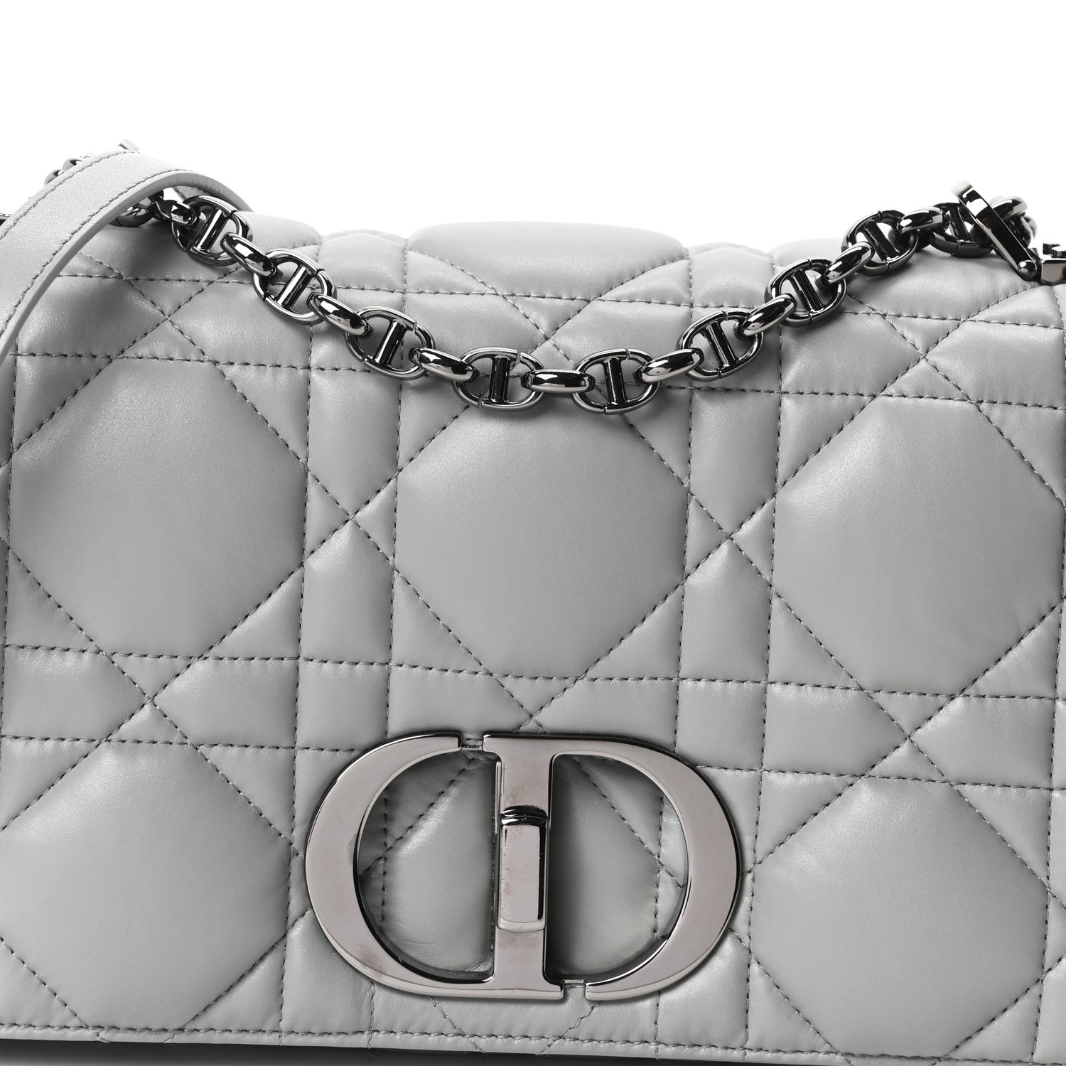 Christian Dior Calfskin Macrocannage Medium Caro Bag Iron Grey 8 of 10