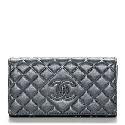 Chanel Calfskin Quilted Large Diamond CC Flap Wallet Dark Silver 1 of 8