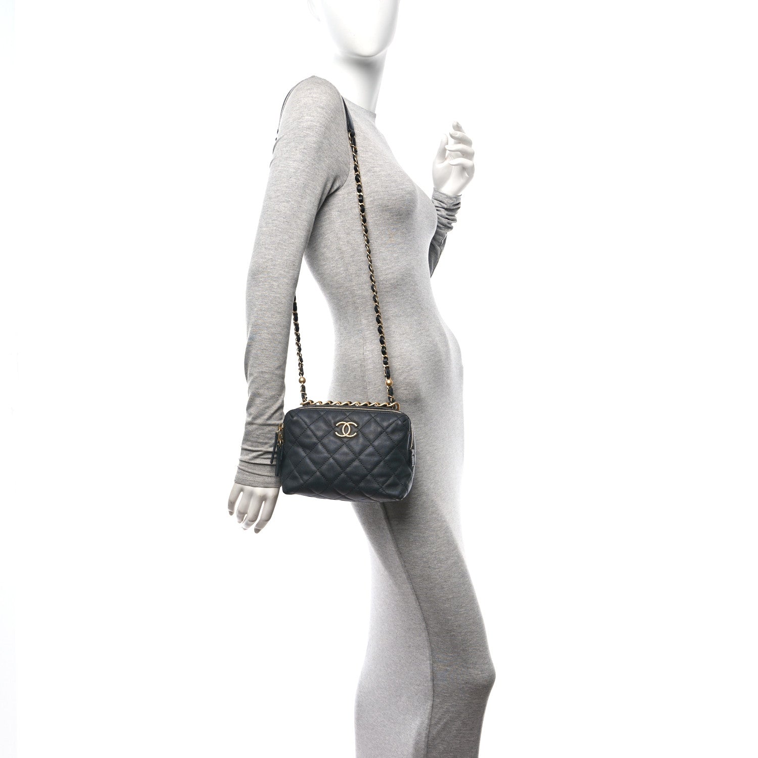 Chanel Calfskin Quilted Mini Bowling Bag Black 2 of 10