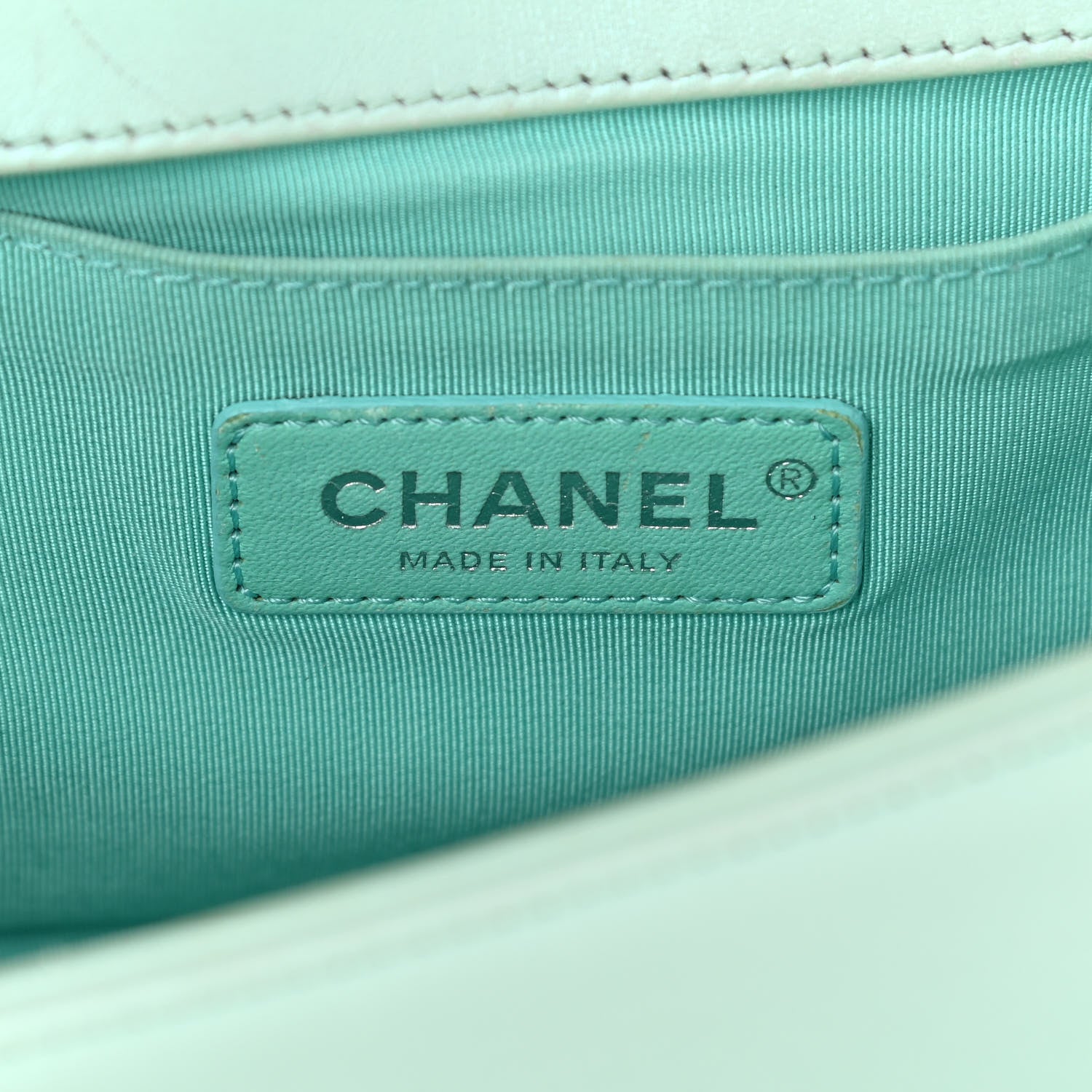 Chanel Iridescent Lambskin Chevron Quilted Medium Boy Flap Turquoise 9 of 13