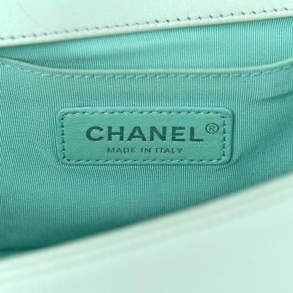 Chanel Iridescent Lambskin Chevron Quilted Medium Boy Flap Turquoise 9 of 13
