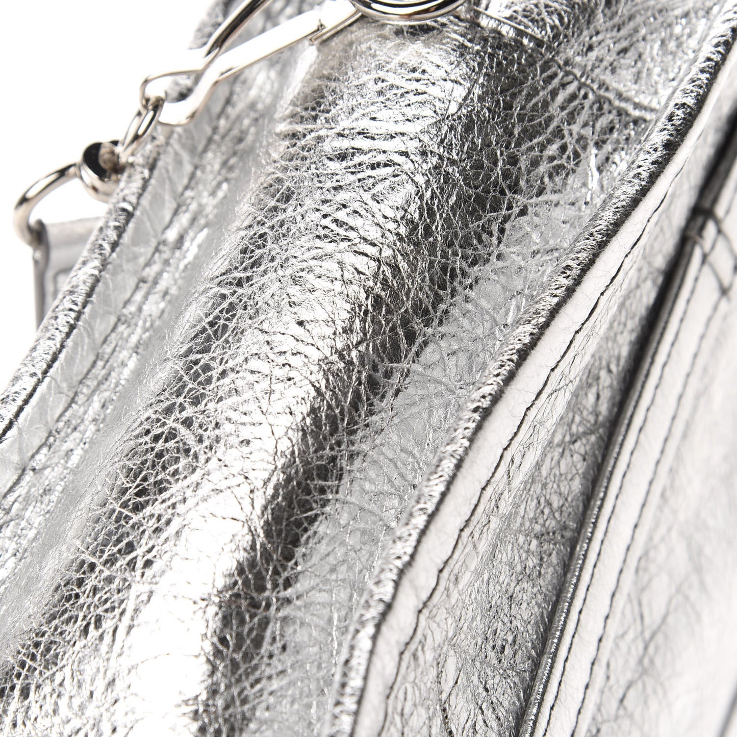 Metallic Calfskin XXS Bazar Shopper Tote Silver Hardware