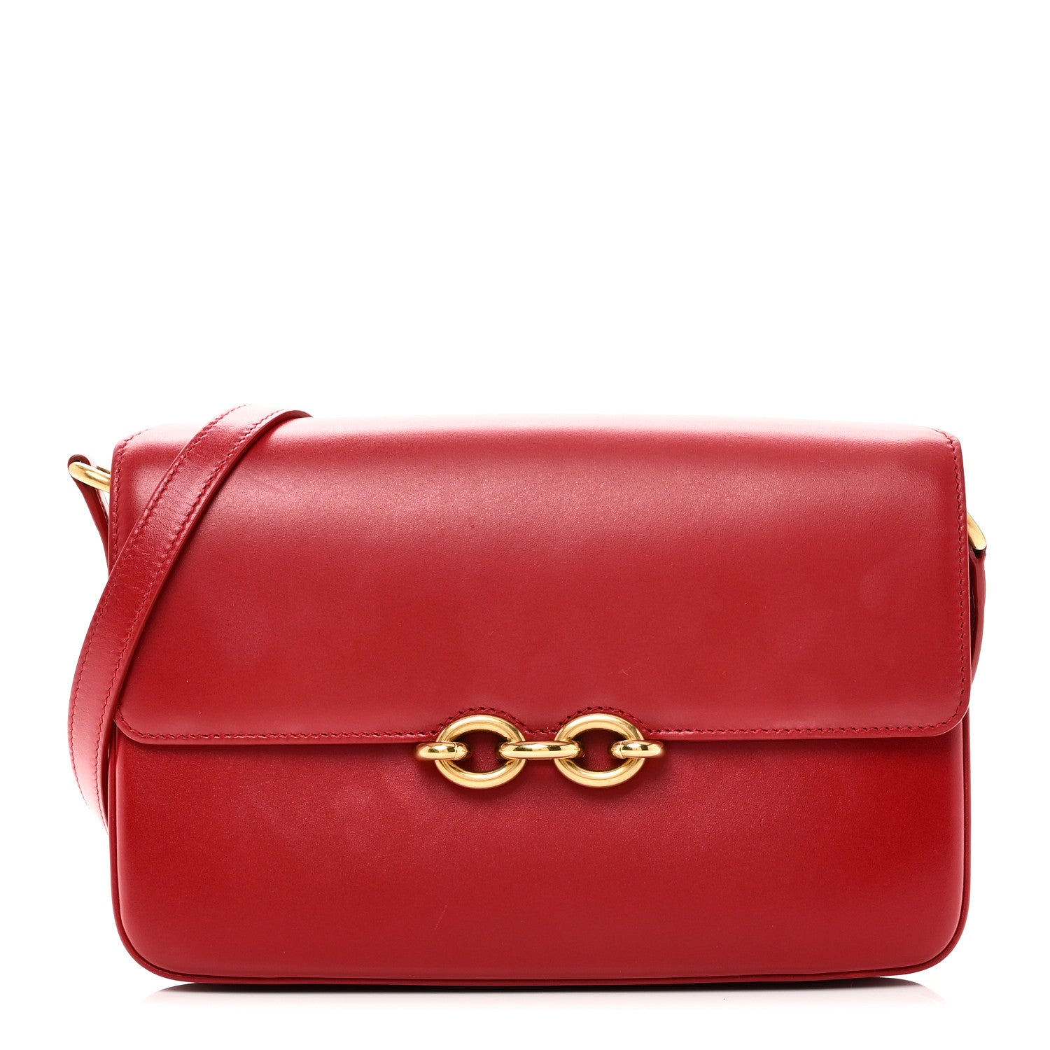 Saint Laurent Smooth Calfskin Le Maillon Satchel Rouge Eros 1 of 12