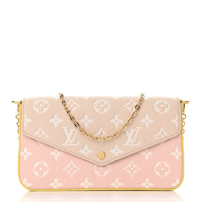 Louis Vuitton Empreinte Spring in the City Felicie Pochette Chain Wallet Pink Beige Yellow 2 of 9