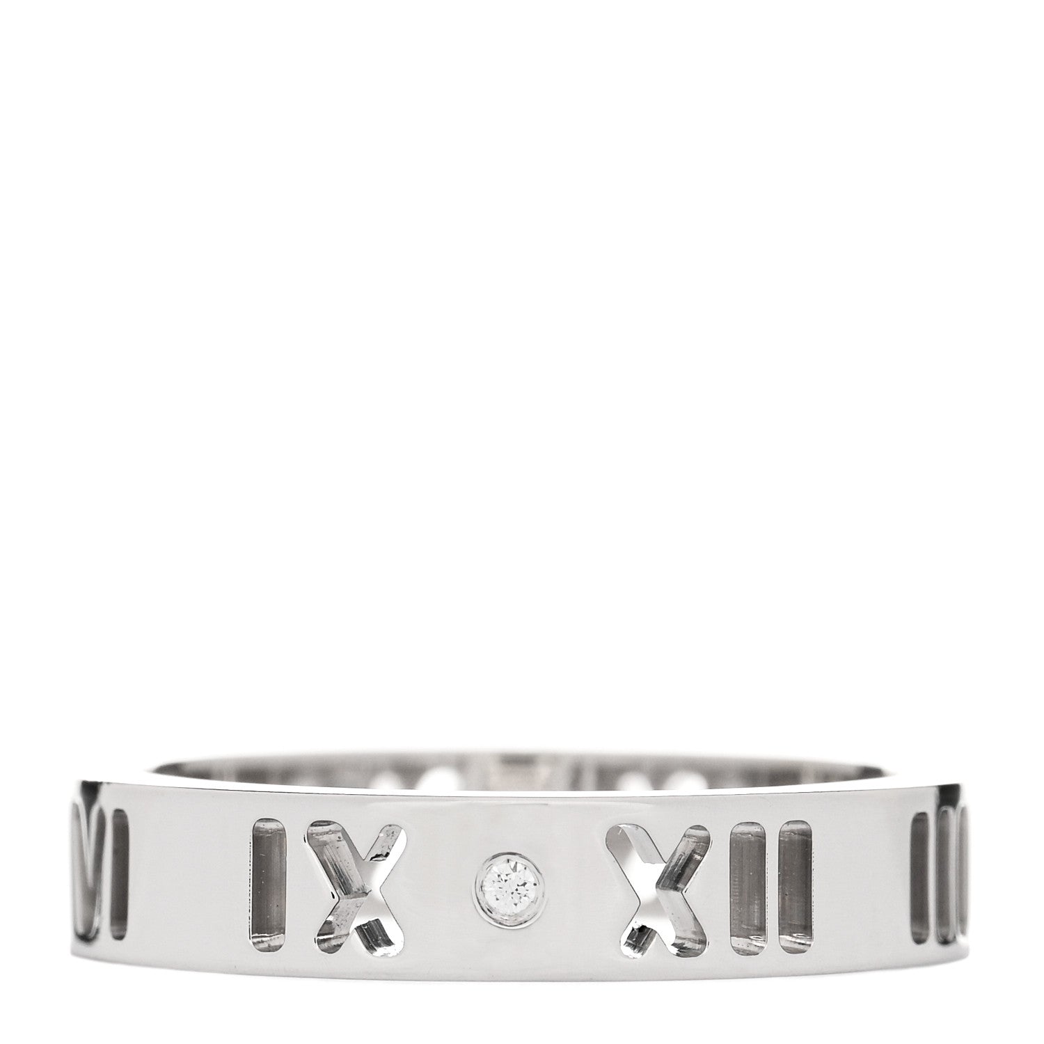 Tiffany 18K White Gold Diamond Atlas Pierced Ring 46 3.75 1 of 4