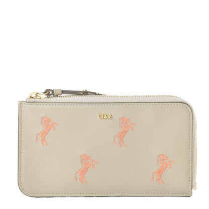 Chloe Smooth Calfskin Little Horses Embroidered Medium Signature Wallet Pastel Grey 1 of 8