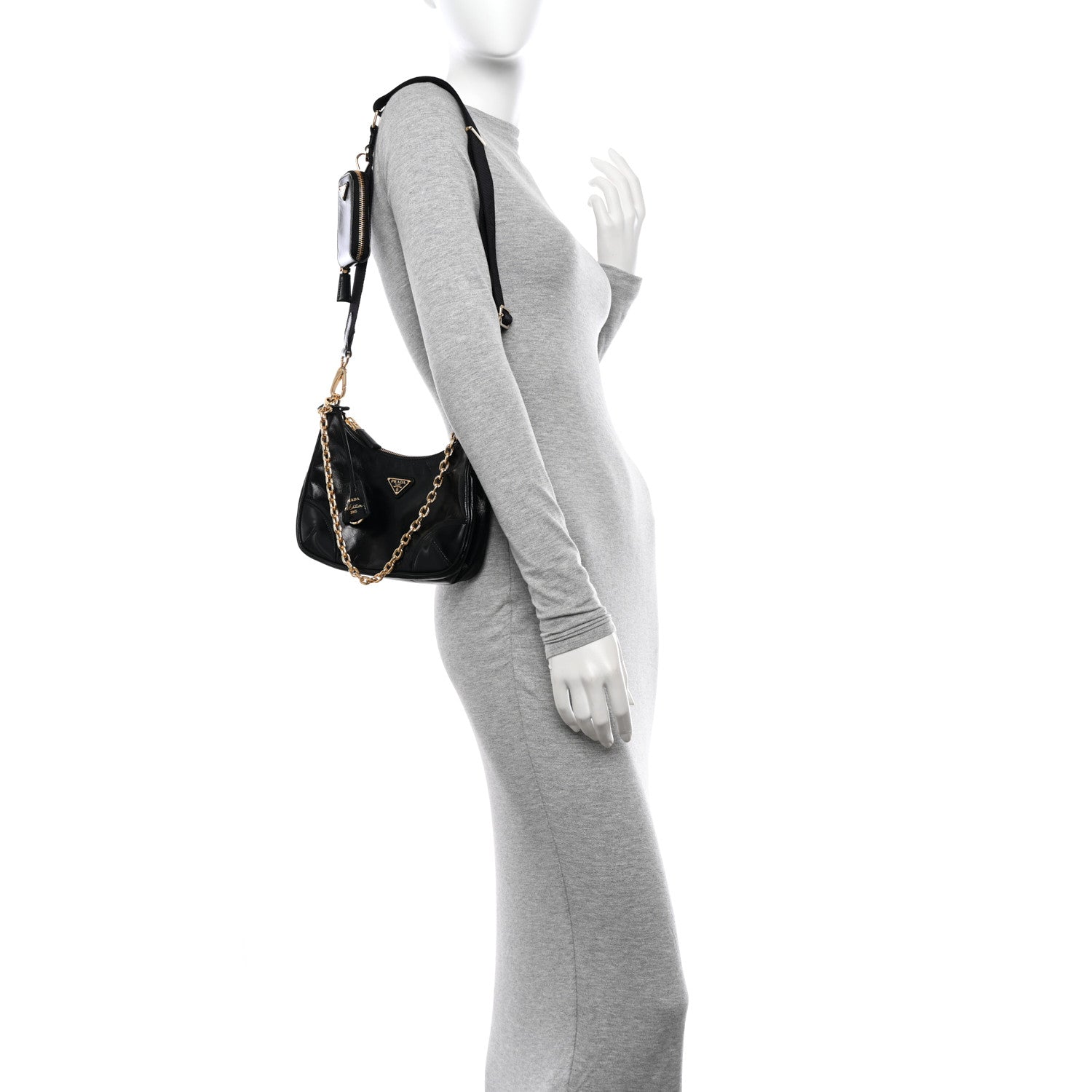 Prada Patent Naplak Re-Edition 2005 Shoulder Bag Black 2 of 11
