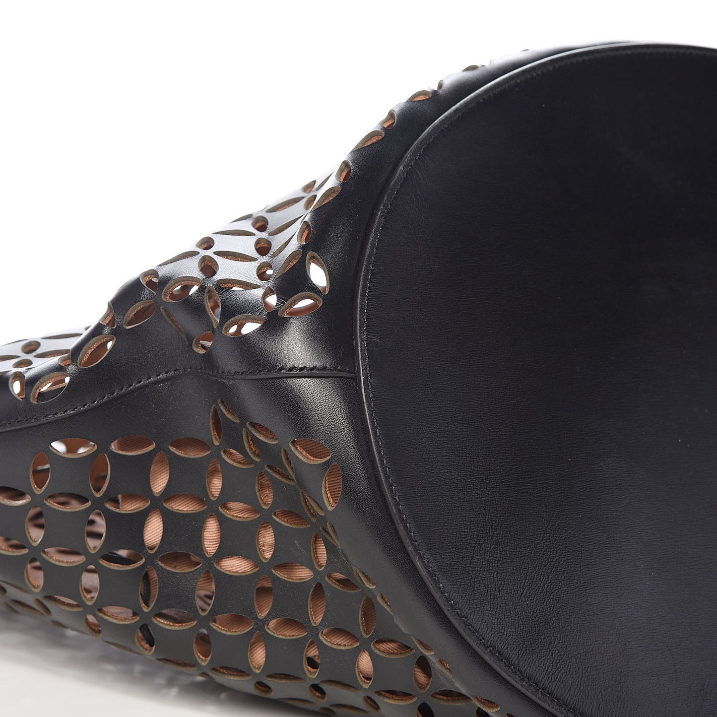 Calfskin Laser Cut Petale Tote Black