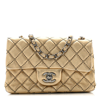 Chanel Metallic Lambskin Quilted Mini Rectangular Flap Gold 1 of 14