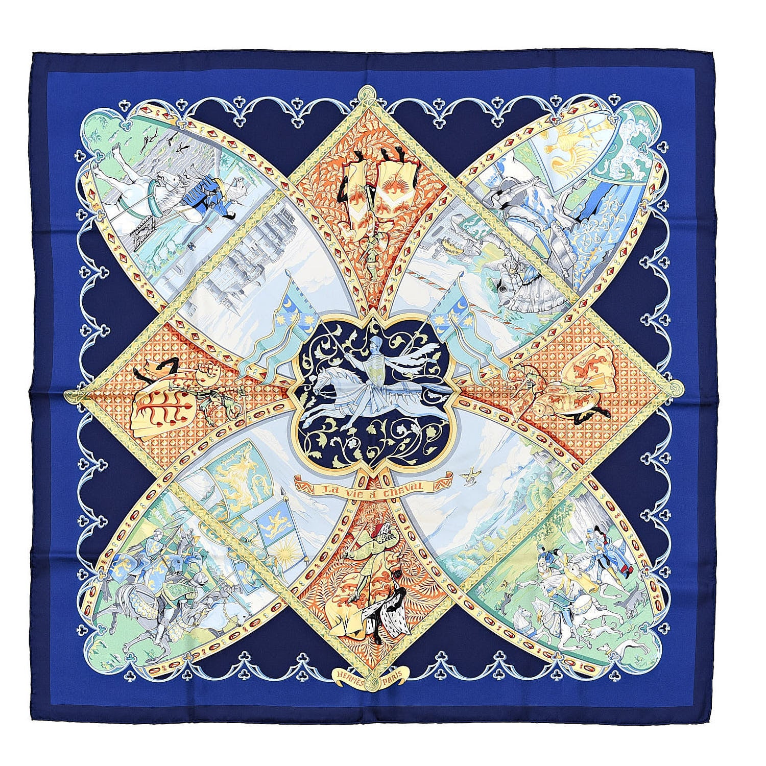 Hermes Silk La Vie A Cheval Scarf 90 1 of 4
