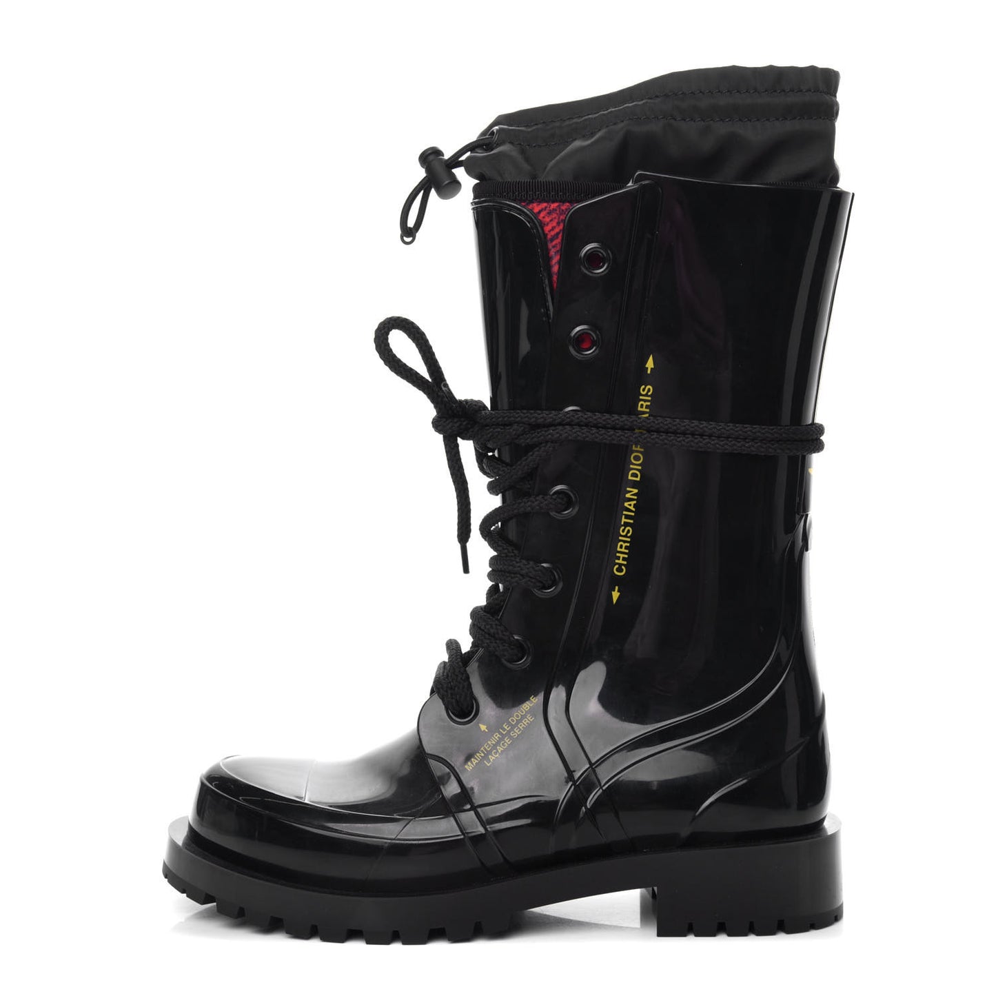 Shiny Rubber Diorcamp Low Boots 35 Black