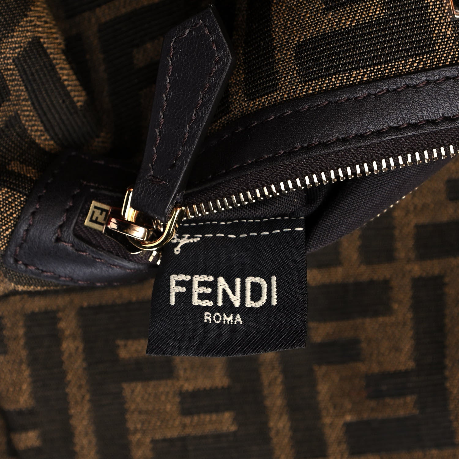 Fendi Fabric Jacquard FF 1974 Large Baguette Tobacco Moro Fuxia Fluo 6 of 14