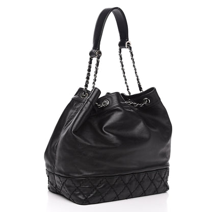 Chanel Calfskin Drawstring CC Bucket Bag Black 2 of 11