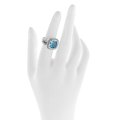 David Yurman Sterling Silver Diamond Blue Topaz 11mm Albion Ring 50 5.5 2 of 5