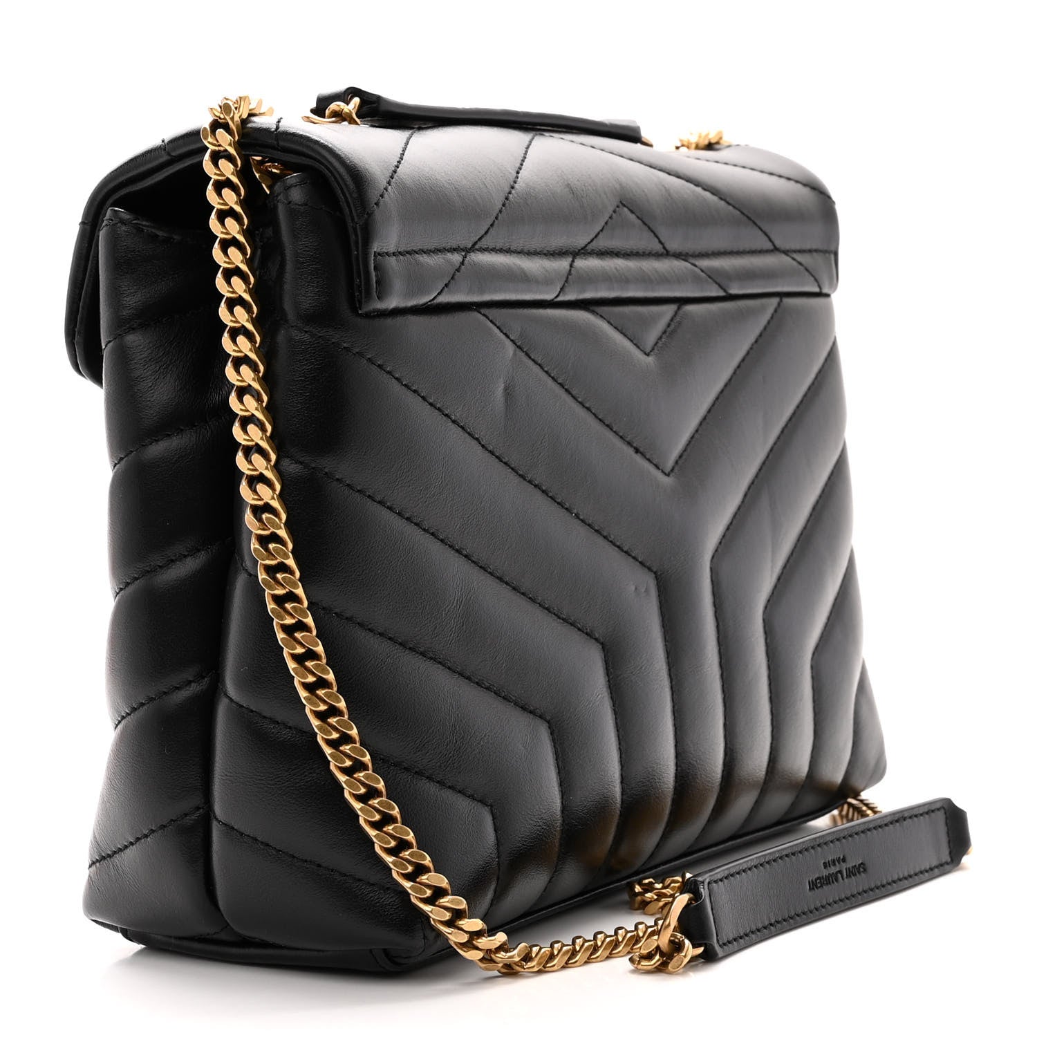 Saint Laurent Calfskin Y Quilted Monogram Small Loulou Chain Satchel Black 3 of 11