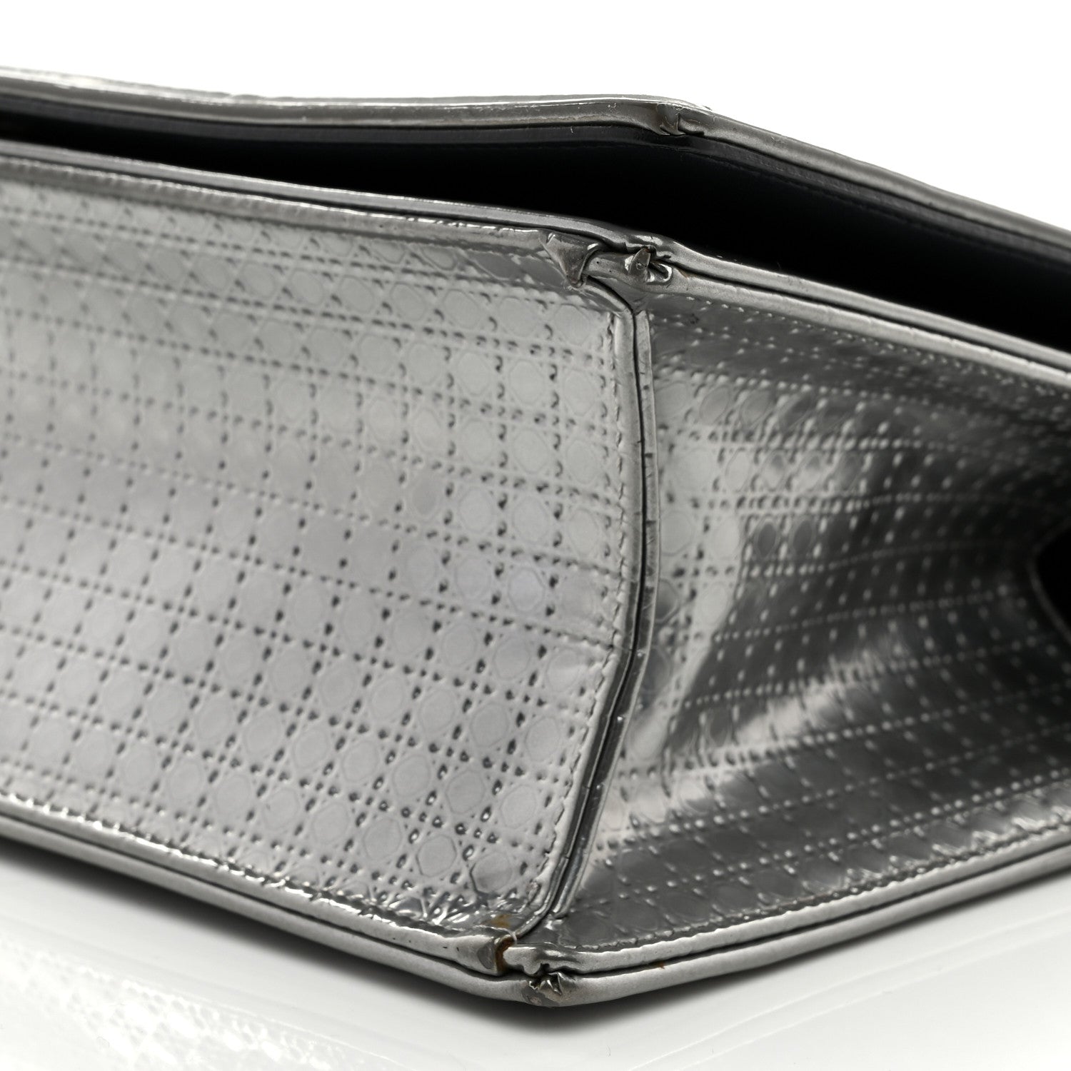 Christian Dior Metallic Patent Micro-Cannage Medium Diorama Flap Bag Silver 10 of 10