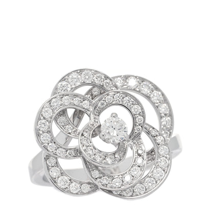 Chanel 18K White Gold Diamond Fil de Camelia Ring 54 6.75 1 of 6