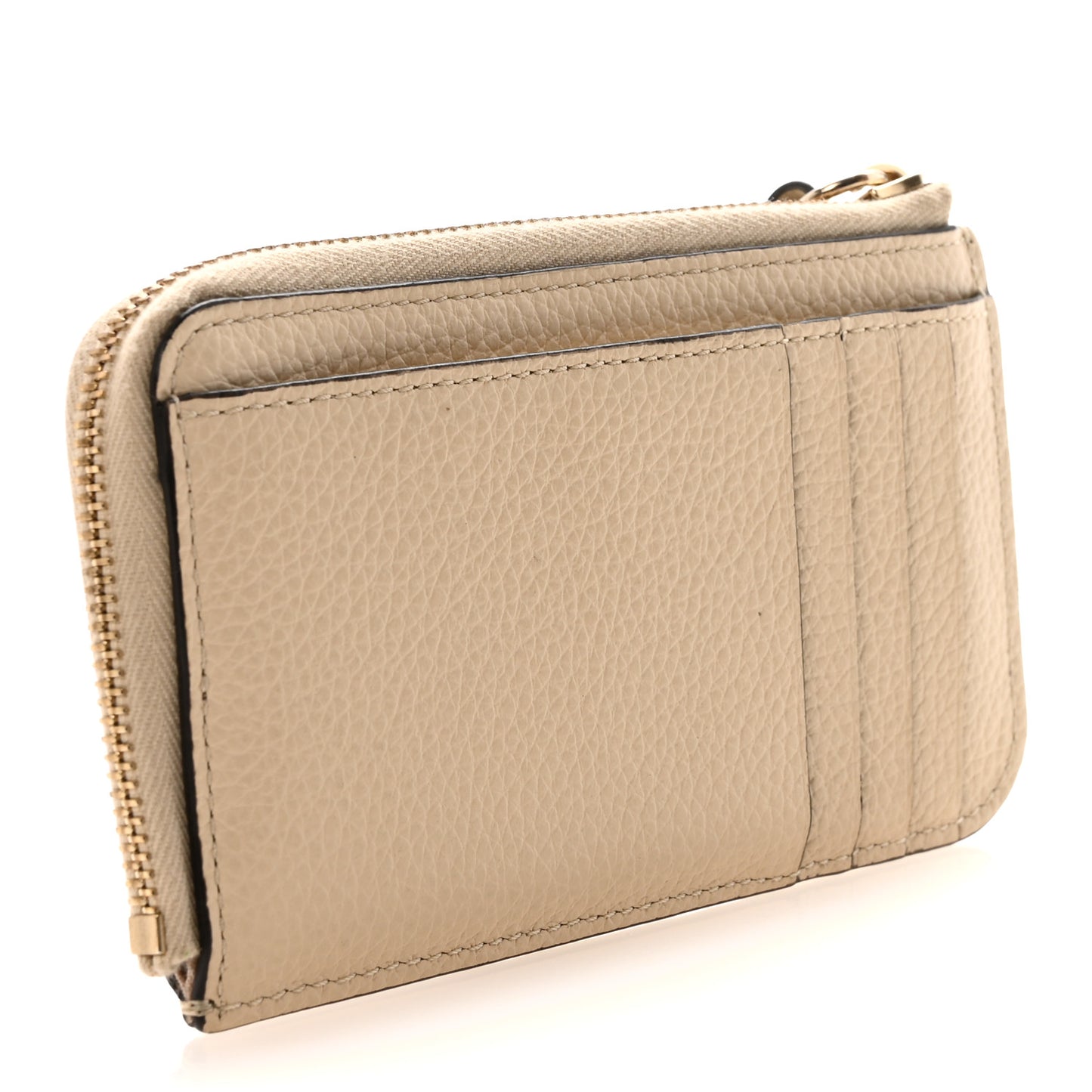 Grained Calfskin Alphabet Purse Wallet Sweet Beige