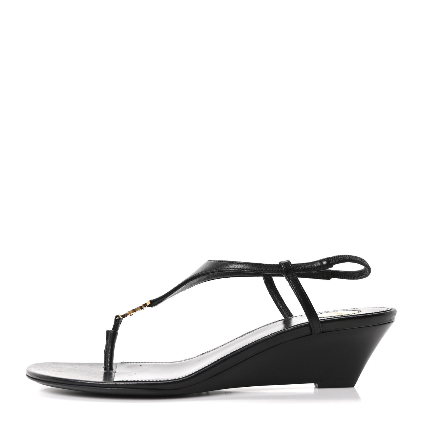 Nappa Cassandra Monogram Bridget 40 Wedge Sandals 37.5 Black