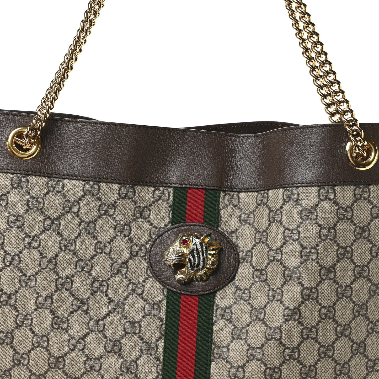 GG Supreme Monogram Large Rajah Chain Tote Beige New Acero