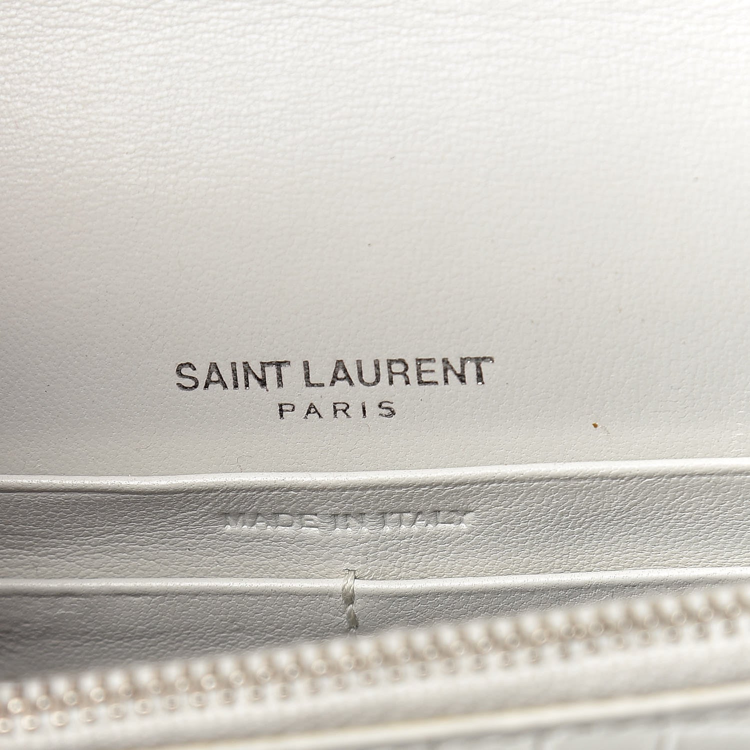 Saint Laurent Calfskin Crocodile Embossed Kate Monogram Tassel Chain Wallet Cremasoft 6 of 13