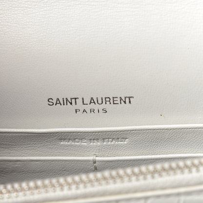 Saint Laurent Calfskin Crocodile Embossed Kate Monogram Tassel Chain Wallet Cremasoft 6 of 13