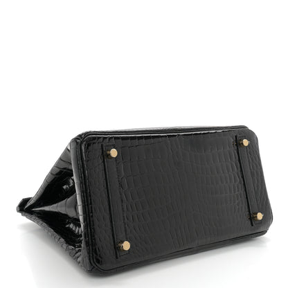 Hermes Shiny Porosus Crocodile Birkin 30 Black 4 of 13