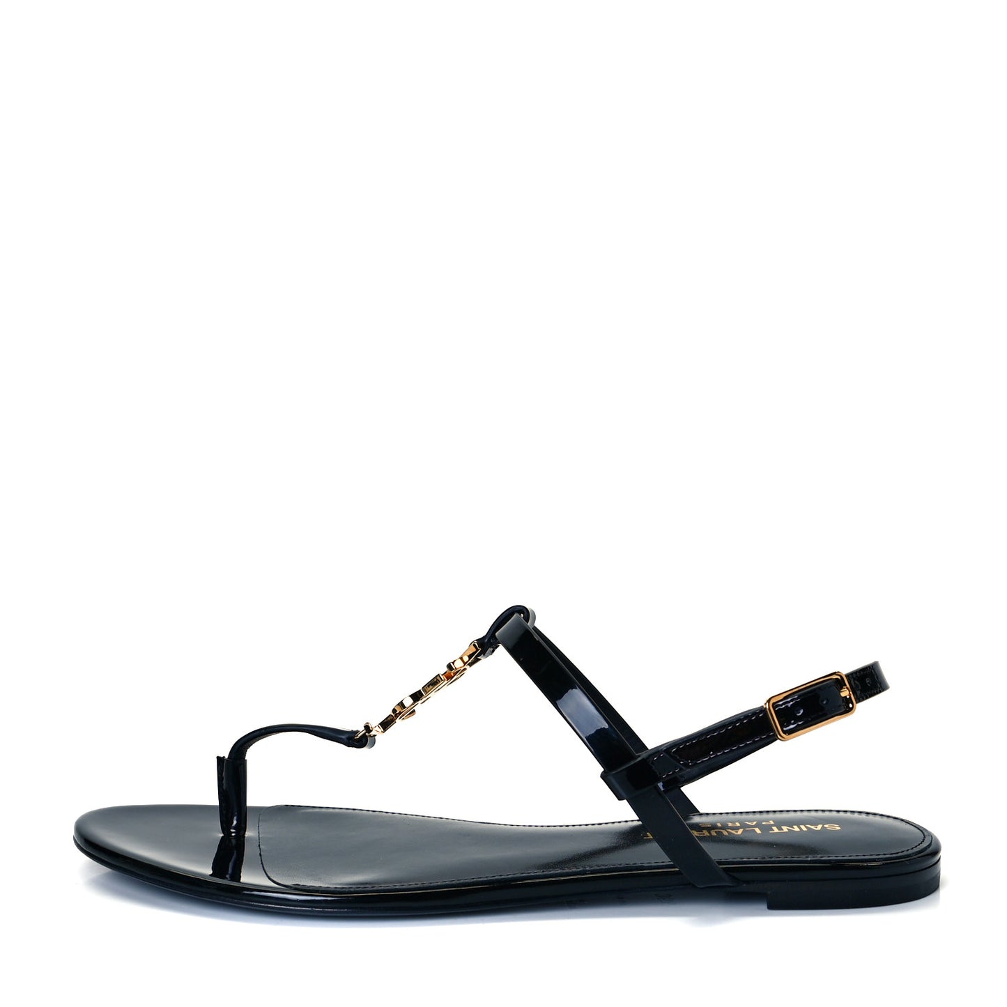 Patent Calfskin Cassandra Monogram Sandals 36.5 Black