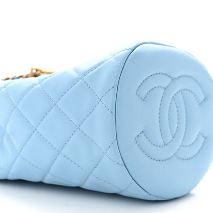 Chanel Lambskin Quilted Pearl Crush Drawstring Bag Light Blue 9 of 11