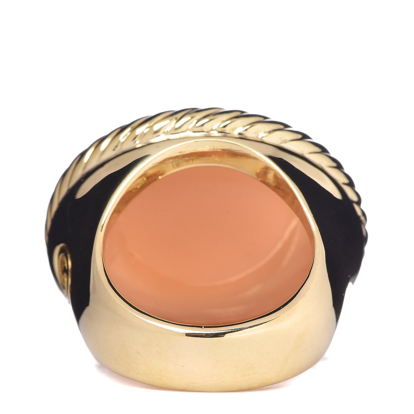 18K Yellow Gold Pink Moonstone 20mm Oval Signature Ring 50 5.5