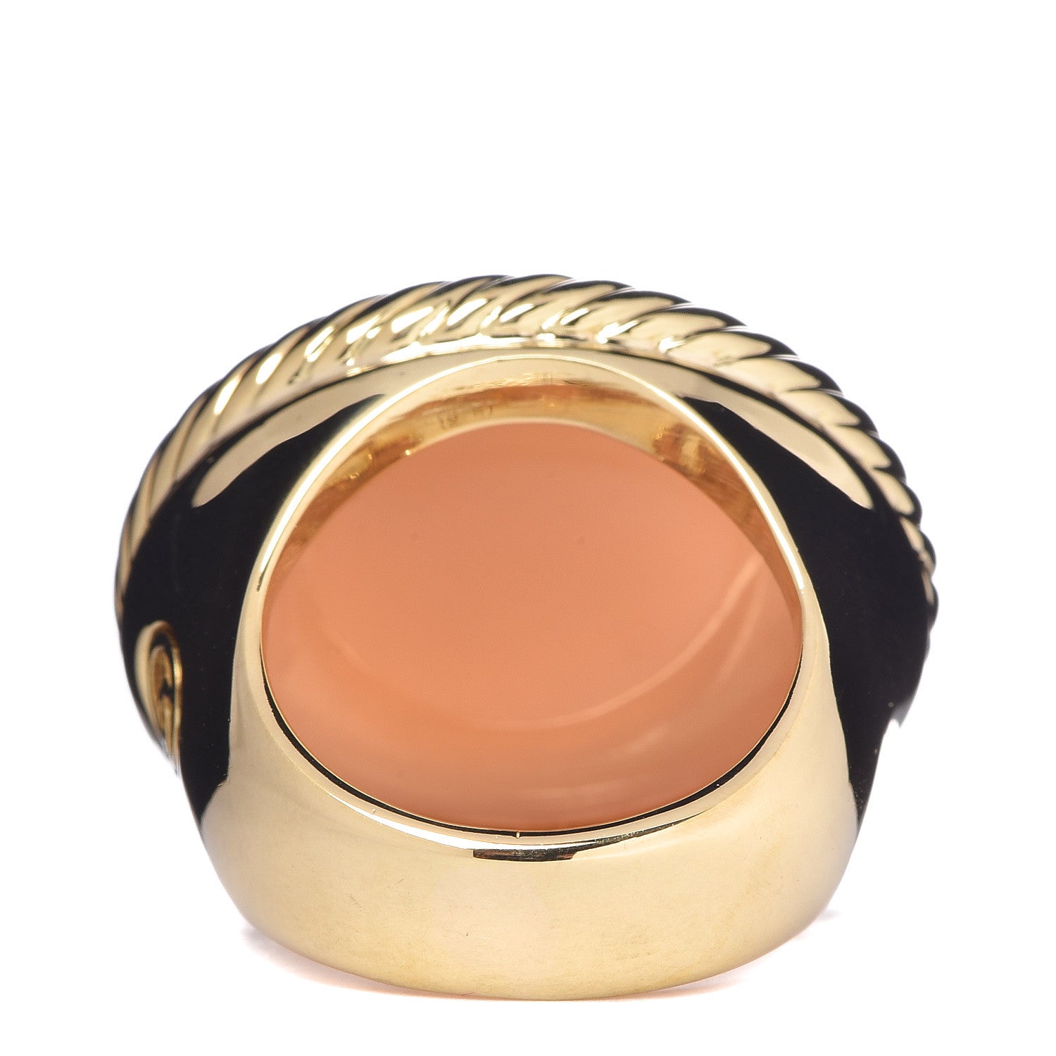 David Yurman 18K Yellow Gold Pink Moonstone 20mm Oval Signature Ring 50 5.5 4 of 5
