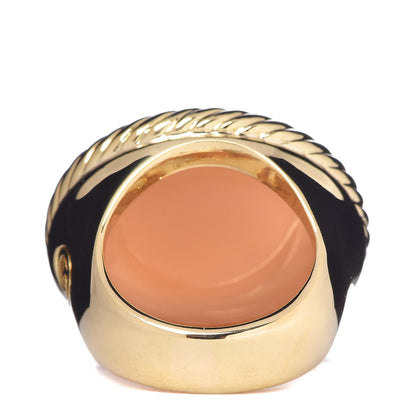 David Yurman 18K Yellow Gold Pink Moonstone 20mm Oval Signature Ring 50 5.5 4 of 5