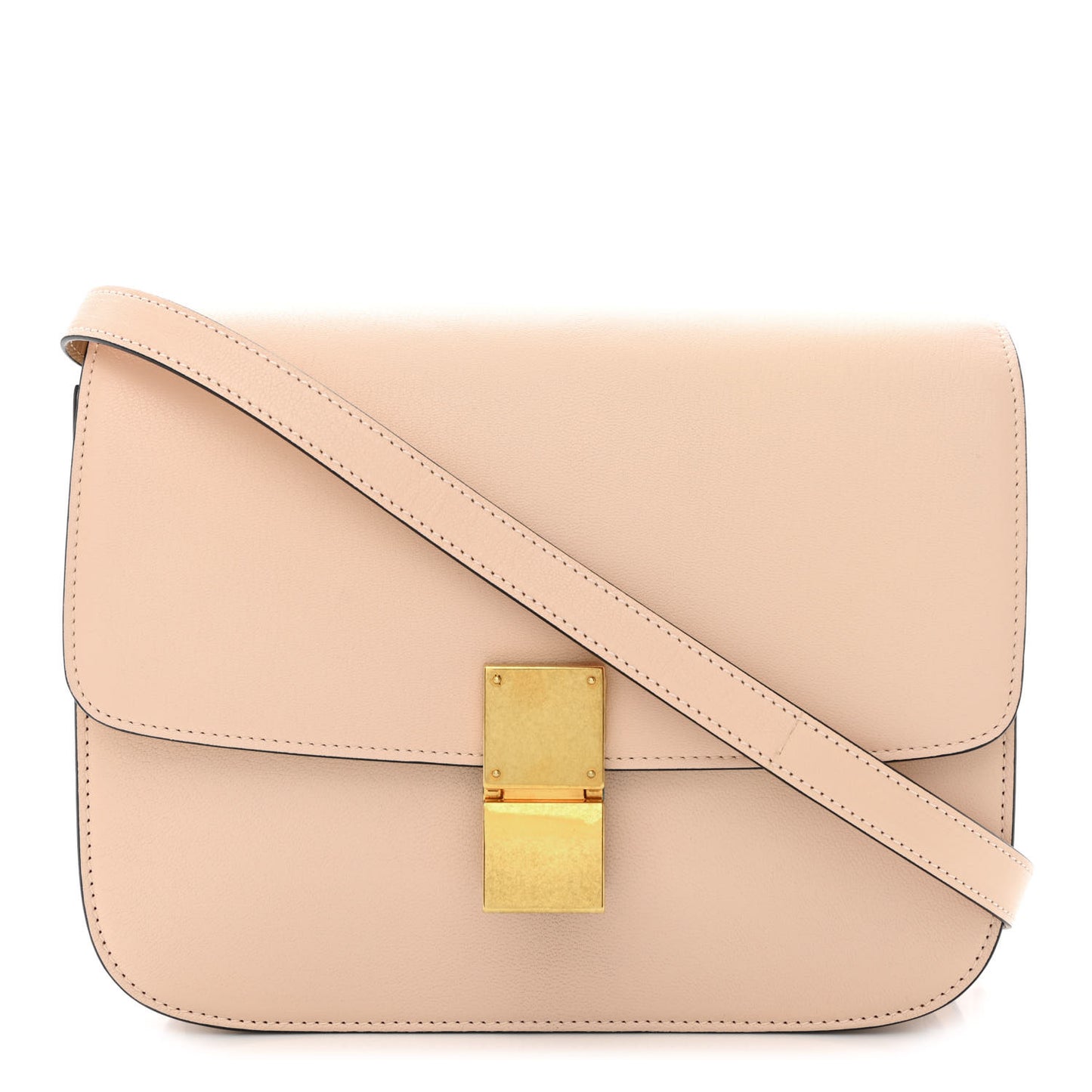 Shiny Goatskin Medium Classic Box Flap Bag Blush
