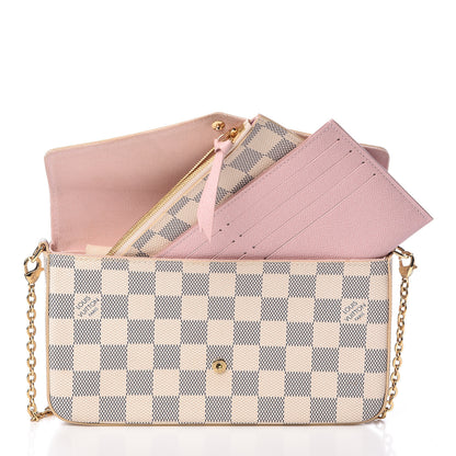 Louis Vuitton Damier Azur Pochette Felicie Chain Wallet Rose Ballerine 3 of 11