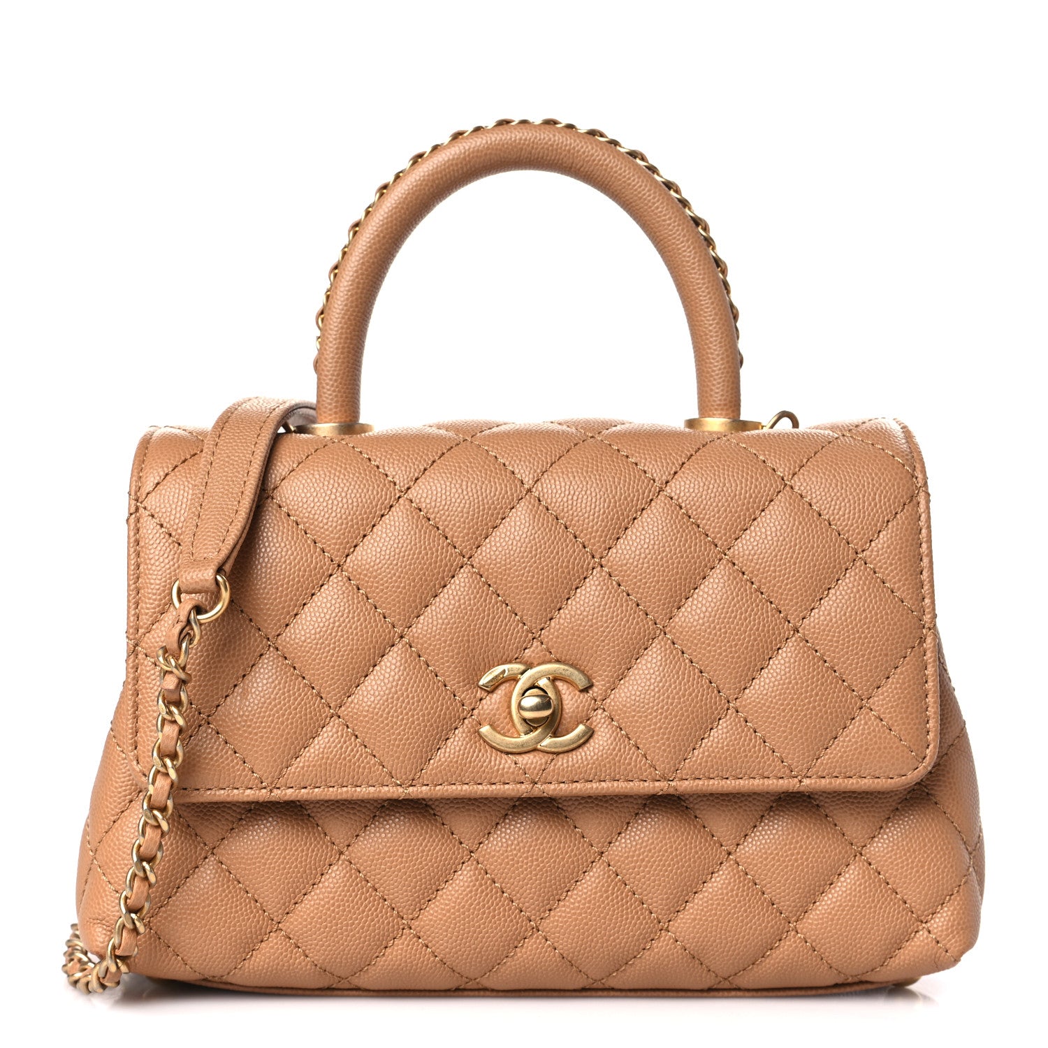 Chanel Caviar Quilted Mini Coco Chain Handle Flap Dark Beige 1 of 9