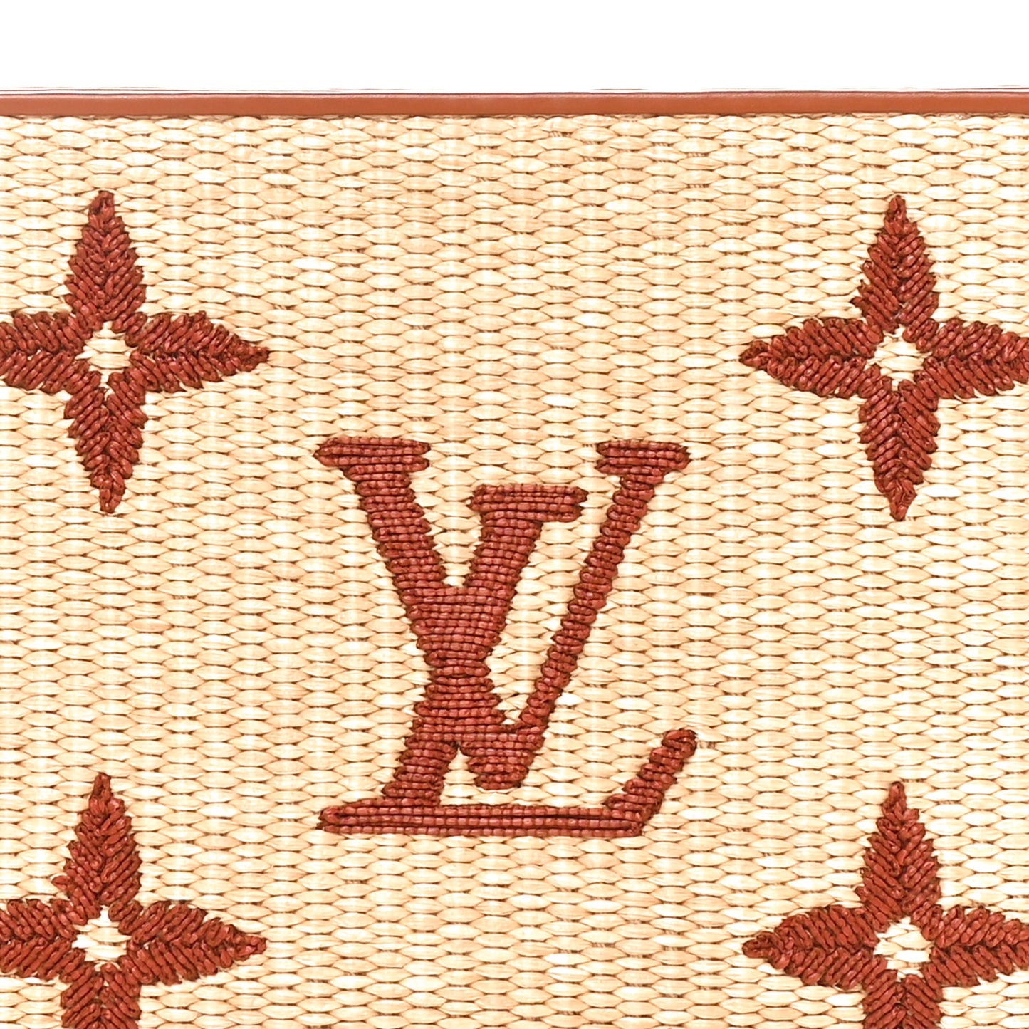 Raffia Monogram Giant Toiletry Pouch 26 Tan