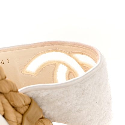 Chanel Terry Cloth Raffia CC Logo Thong Sandals 41 White 9 of 13