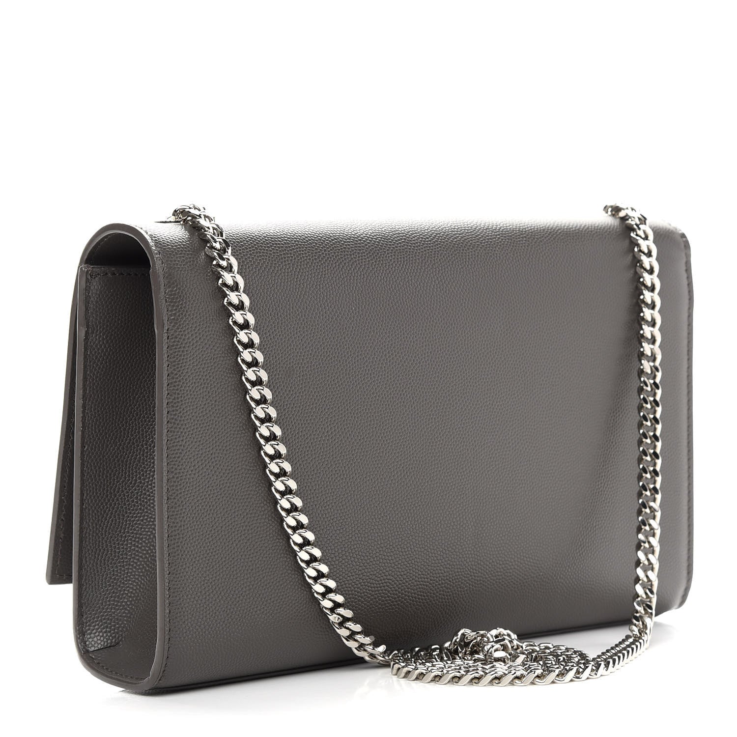 Saint Laurent Grain De Poudre Medium Classic Monogram Kate Satchel Earth Grey 3 of 9