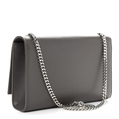 Saint Laurent Grain De Poudre Medium Classic Monogram Kate Satchel Earth Grey 3 of 9
