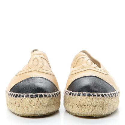 Chanel Lambskin CC Espadrilles 37 Beige Black 2 of 11