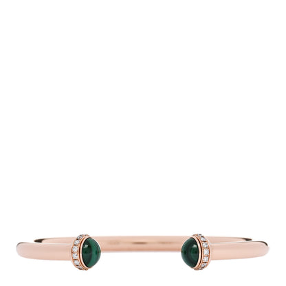 Piaget 18K Rose Gold Diamond Malachite Possession Open Bangle Bracelet 1 of 4