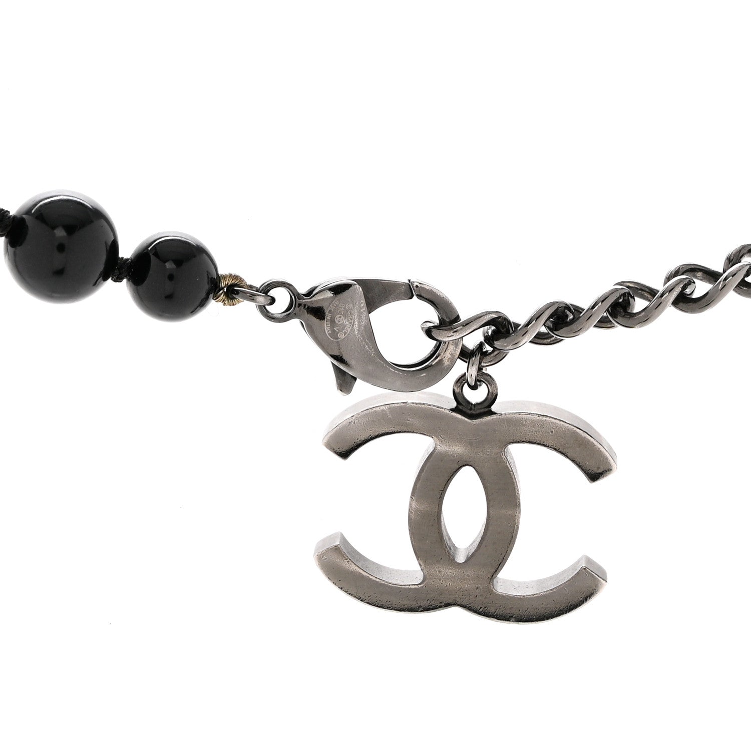 Chanel Pearl Beaded CC Long Necklace Black White 5 of 9