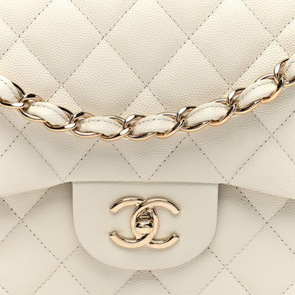 Chanel Caviar Quilted Jumbo Double Flap White 8 of 10