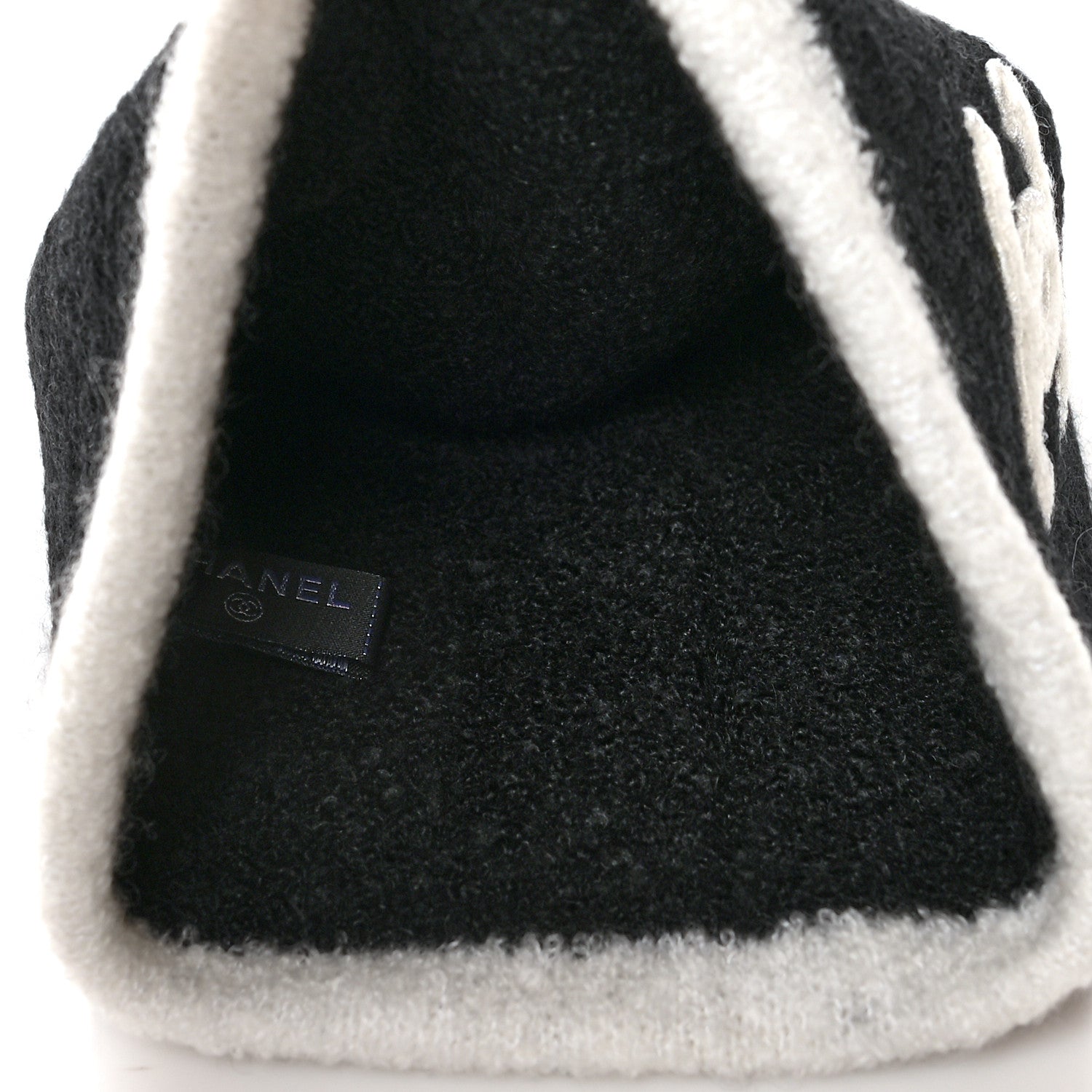 Chanel Cashmere Silk CC Beanie Hat Black White 4 of 5