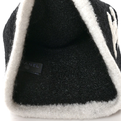 Chanel Cashmere Silk CC Beanie Hat Black White 4 of 5