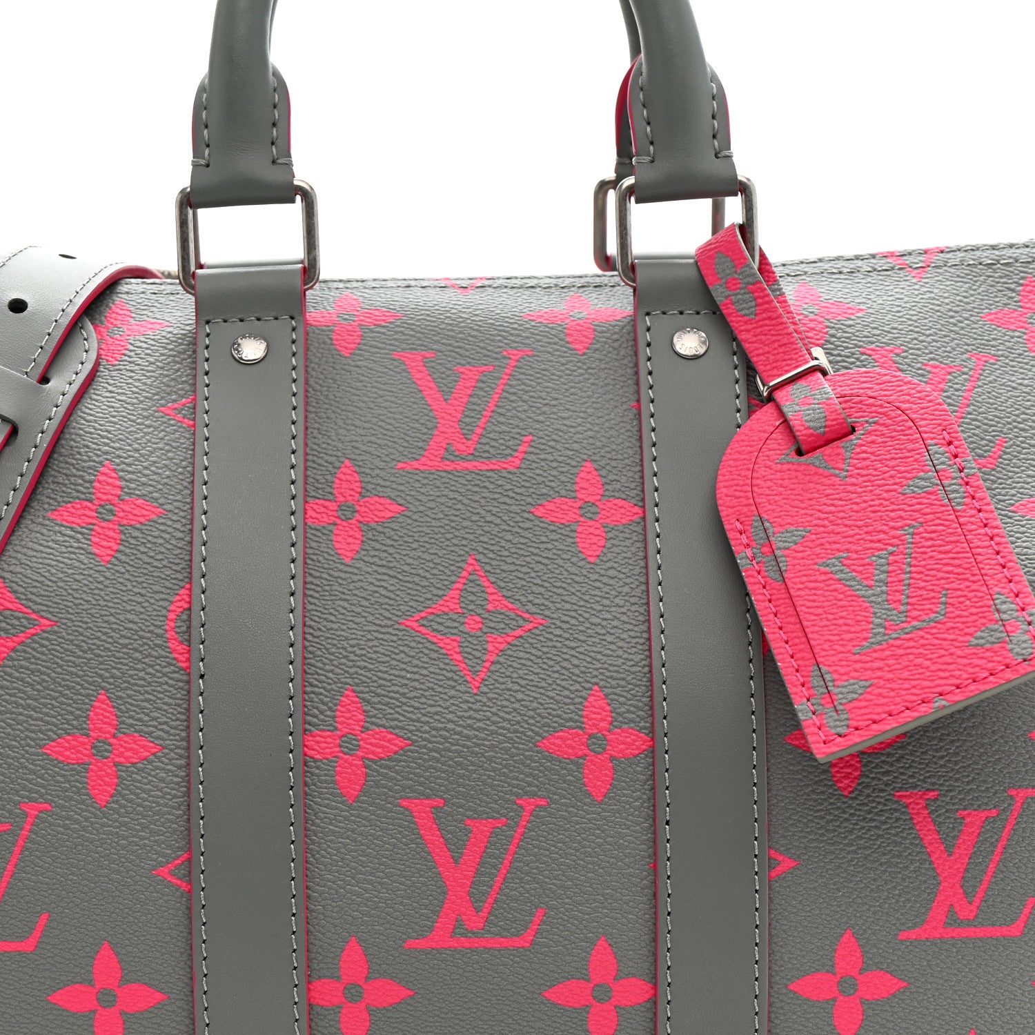 Louis Vuitton Monogram Glow Up Keepall Bandouliere 35 Grey Pink 7 of 9