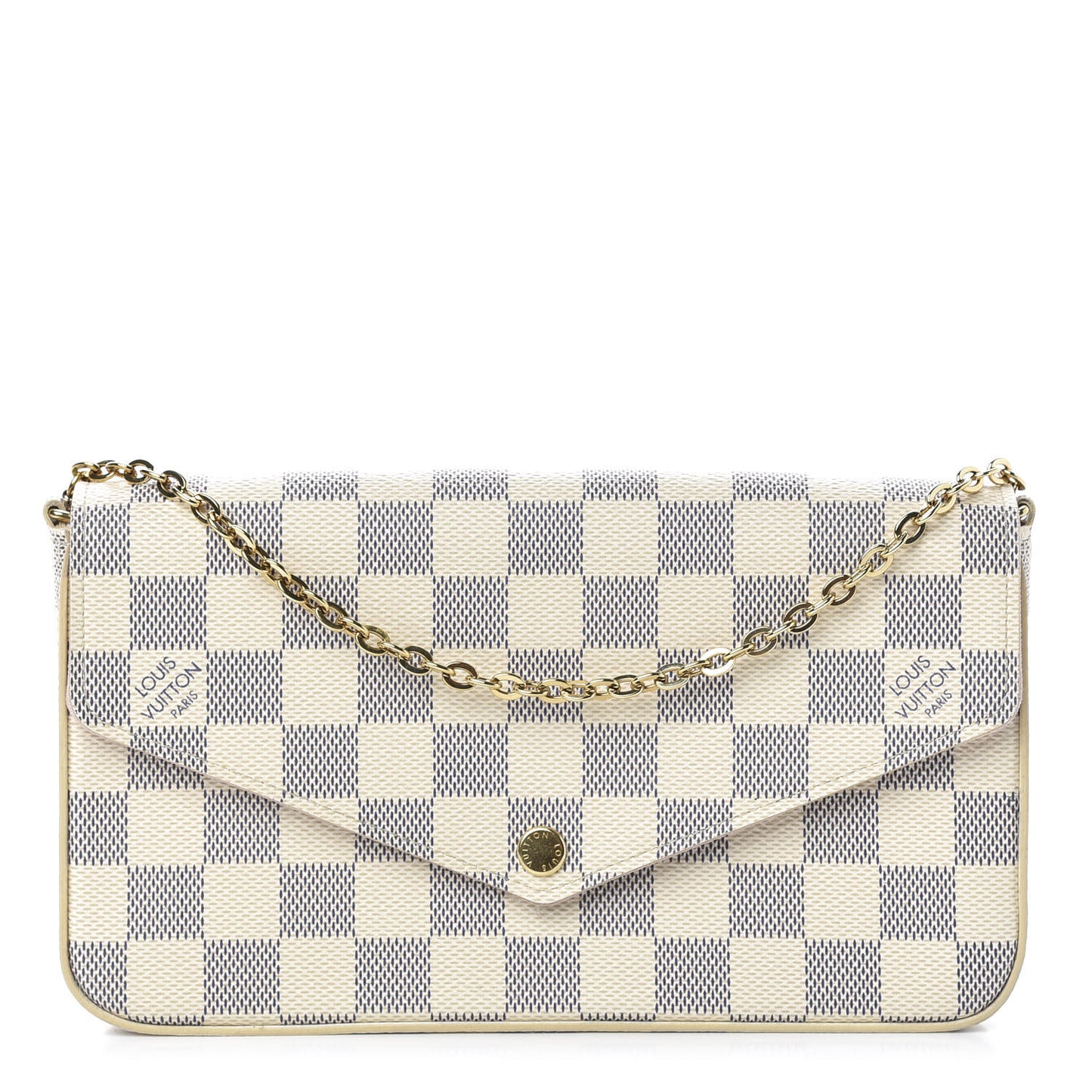 Damier Azur Pochette Felicie Chain Wallet Rose Ballerine