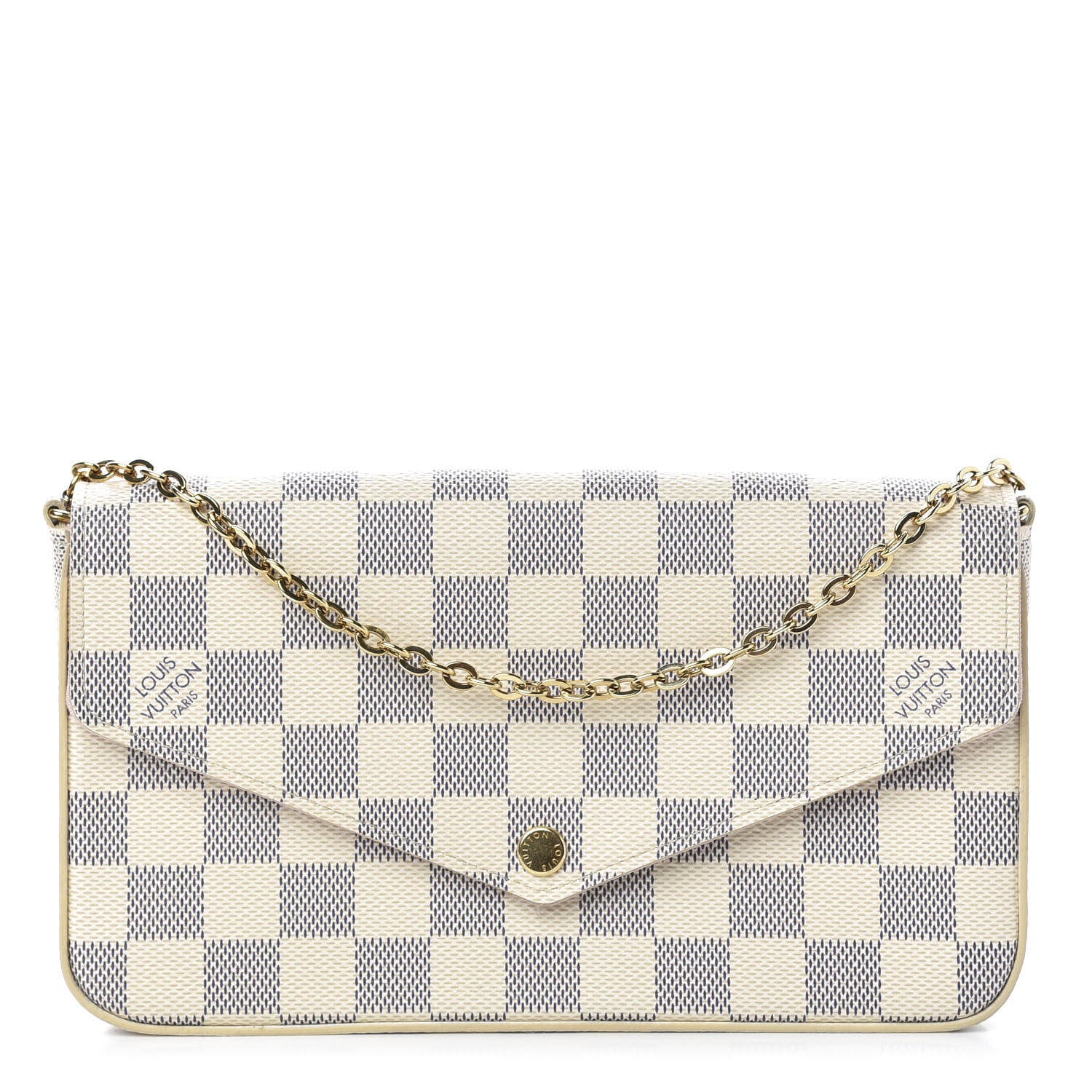 Louis Vuitton Damier Azur Pochette Felicie Chain Wallet Rose Ballerine 1 of 11